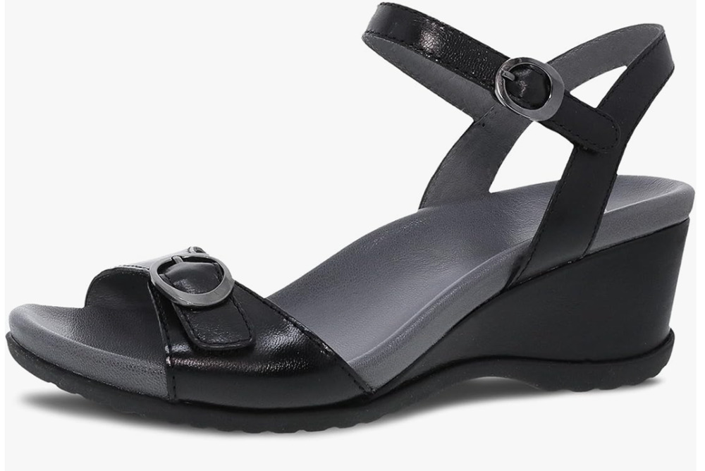 Dansko Arielle Wedge Sandal for Women Black 7.5-8 M US